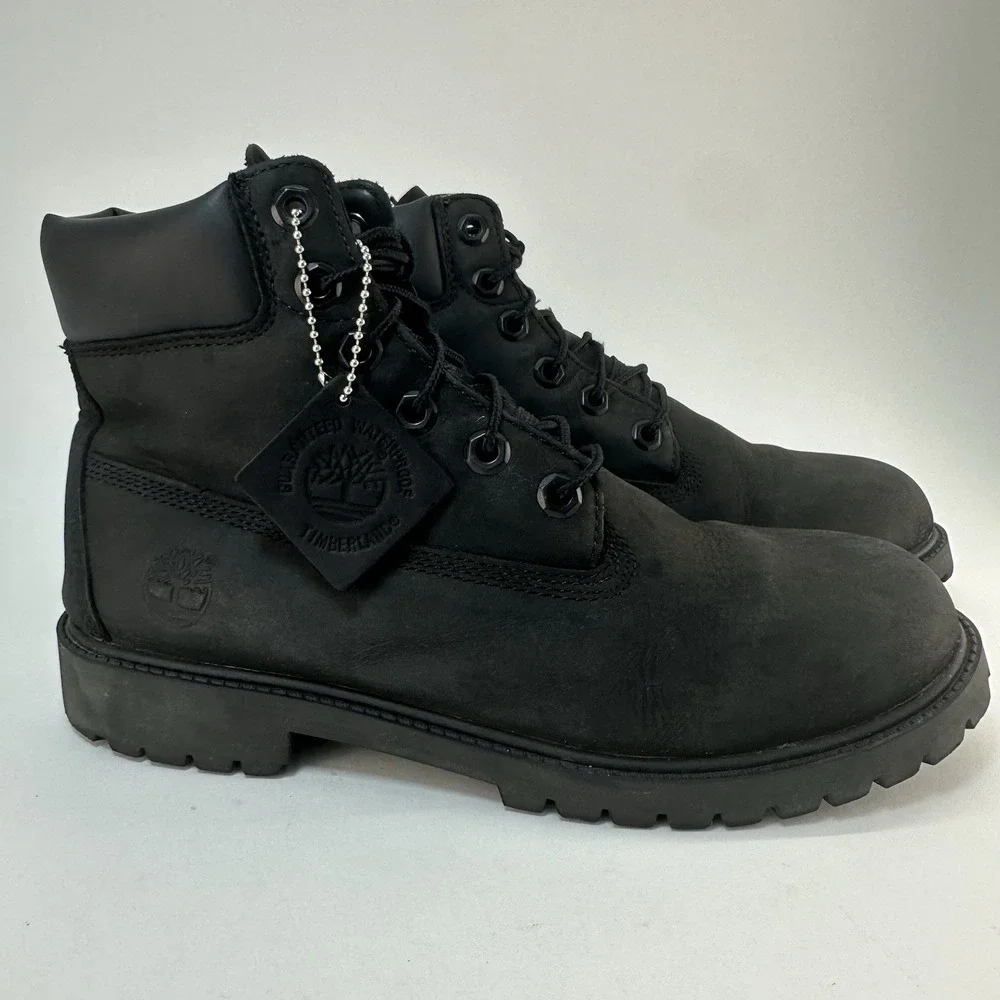 Timberland Premium 6 Inch Waterproof Boots Black Nubuck Boys Size 7 A66122